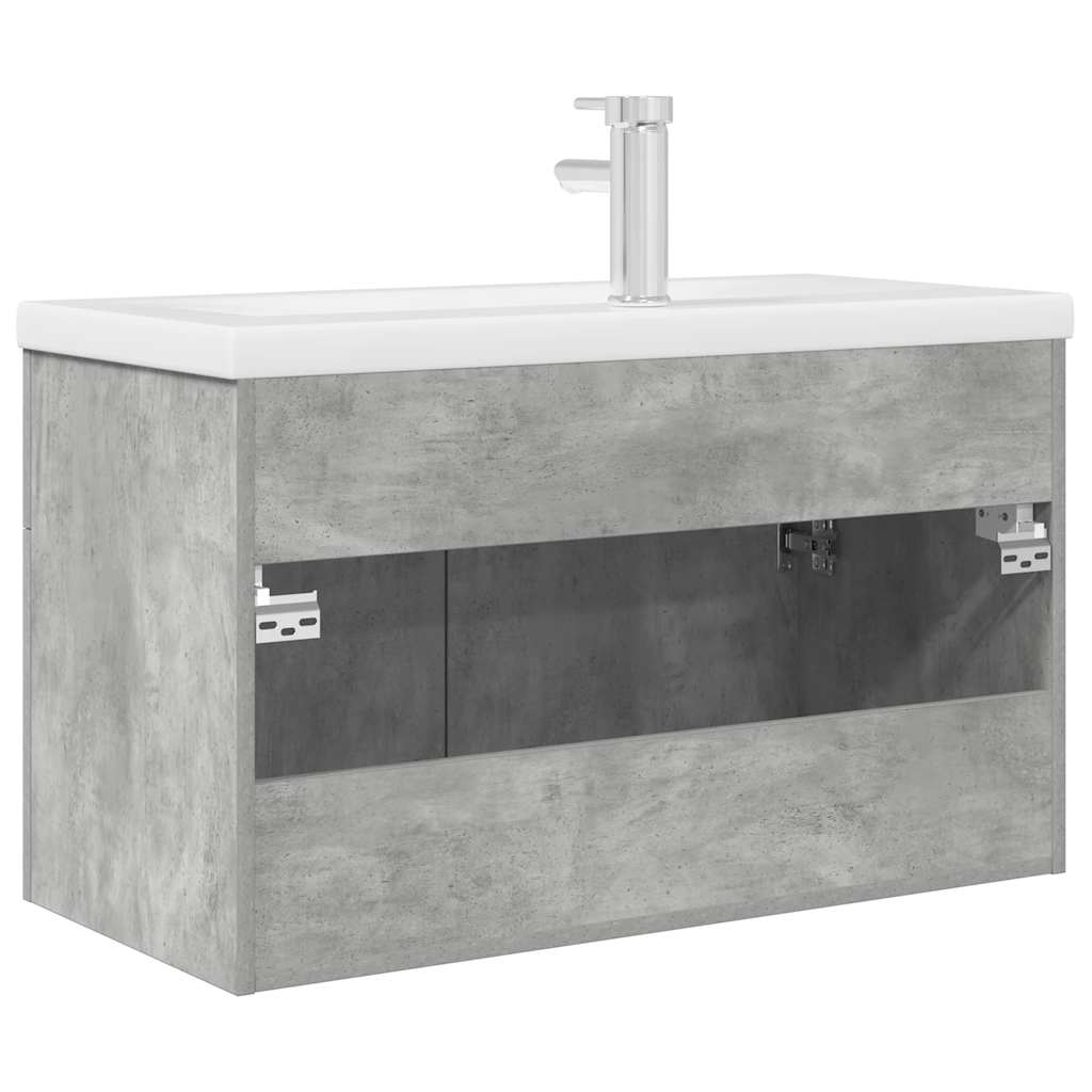 Mobile da Bagno con Lavabo Integrato e Rubinetto Grigio Cemento - immagine 6