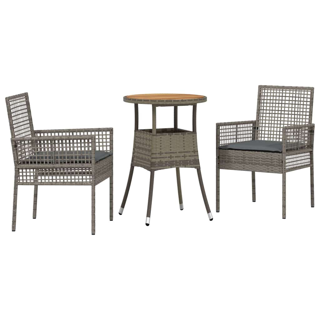 Set da Pranzo per Giardino 3 pcs Grigio polyrattan - immagine 2