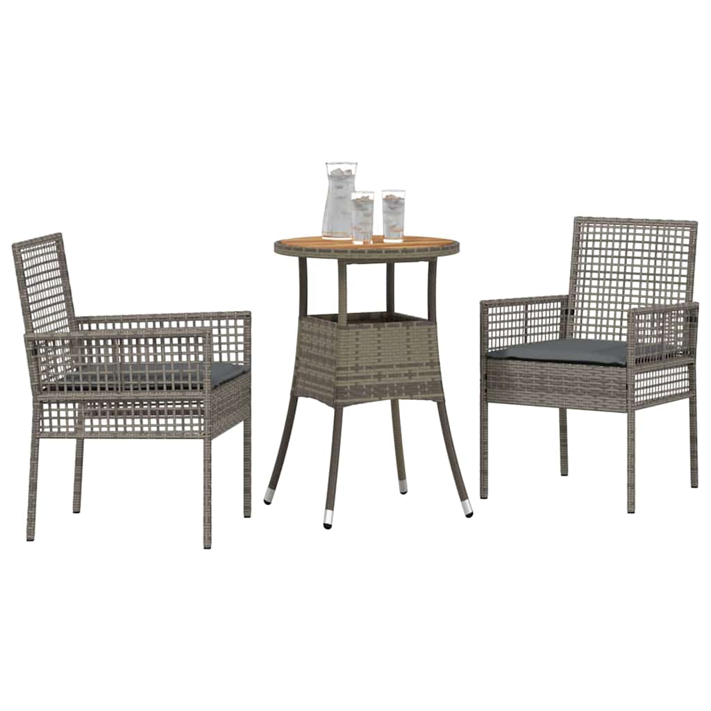 Set da Pranzo per Giardino 3 pcs Grigio polyrattan - immagine 3