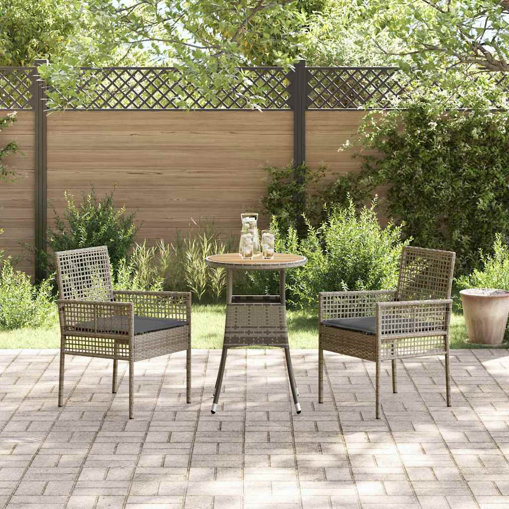 Set da Pranzo per Giardino 3 pcs Grigio polyrattan - immagine 4