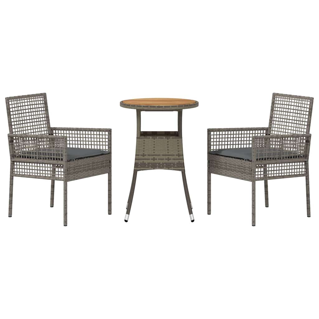 Set da Pranzo per Giardino 3 pcs Grigio polyrattan - immagine 7