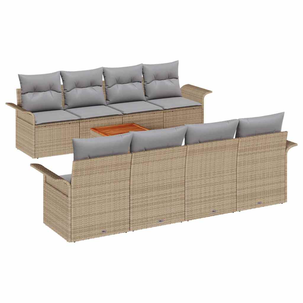 Set Divano da Giardino 9 pcs Beige Poly Rattan - immagine 2