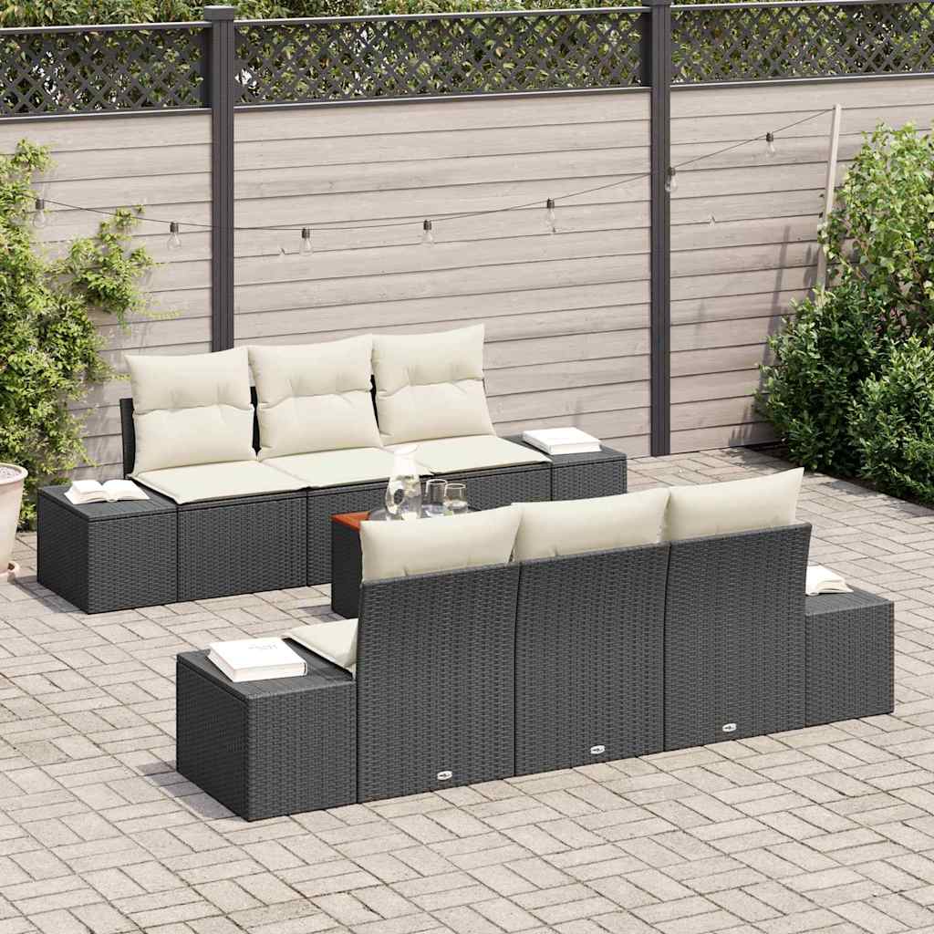 Set Divano da Giardino con cuscino 7 pcs Grigio Poly Rattan - immagine 3