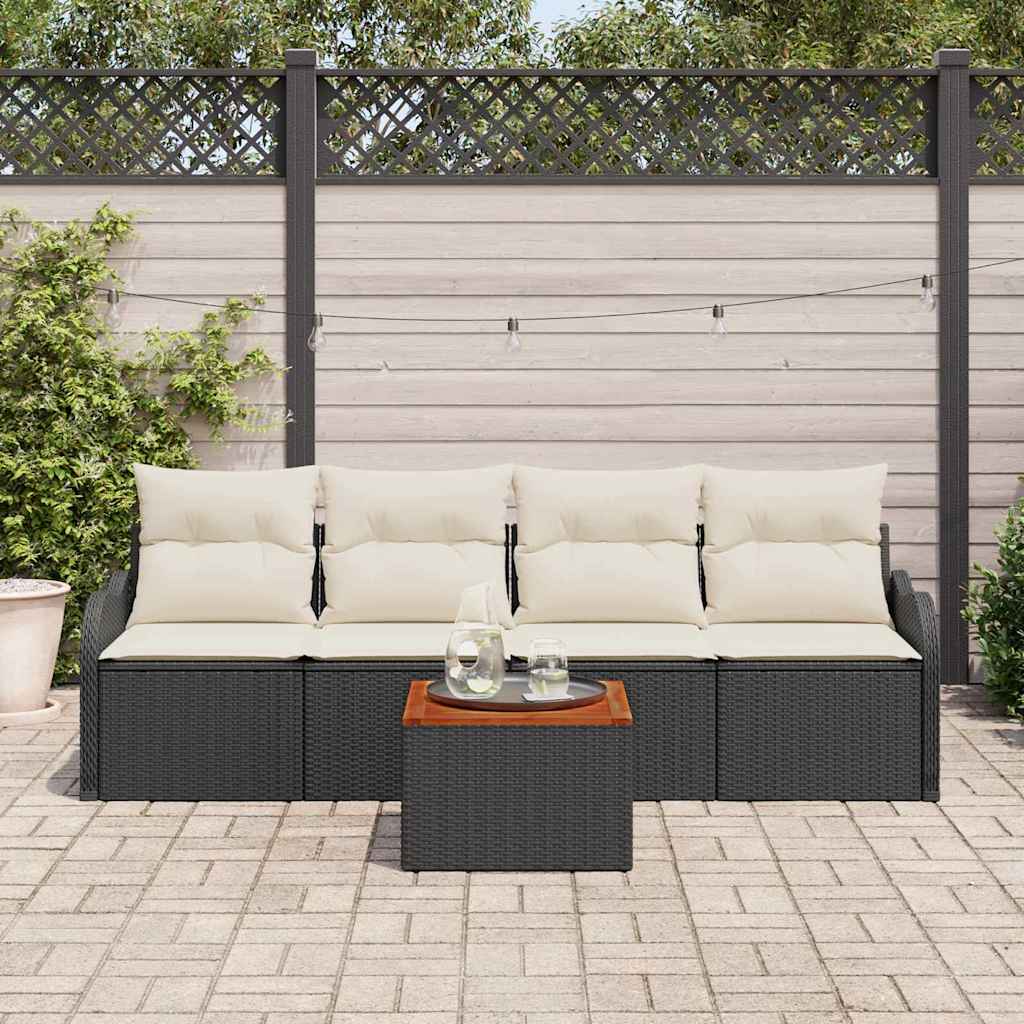 Set Divano da Giardino con cuscino 5 pcs Beige e Grigio Chiaro - immagine 3