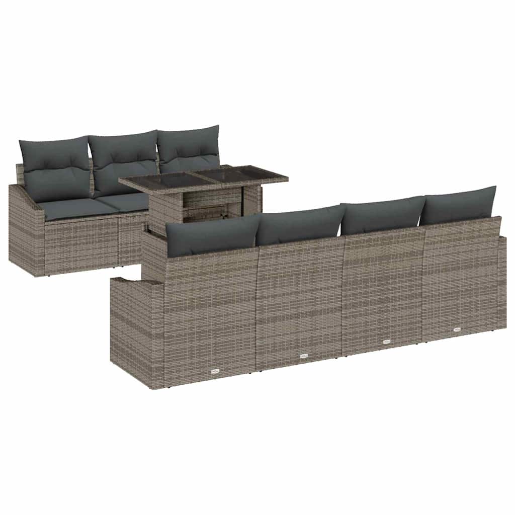 Set Divano da Giardino 8 pcs Grigio Poly Rattan - immagine 2