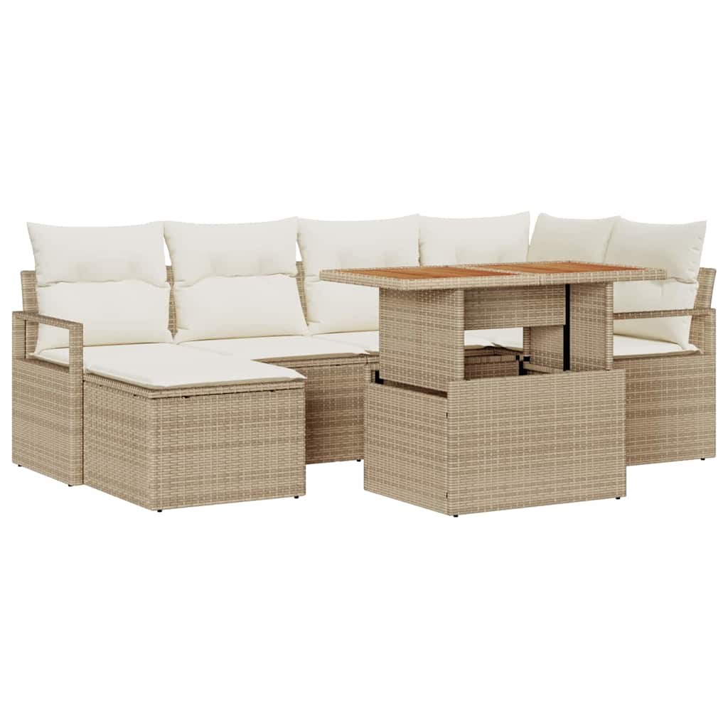 Set Divano da Giardino 7 pcs Beige Poly Rattan - immagine 2