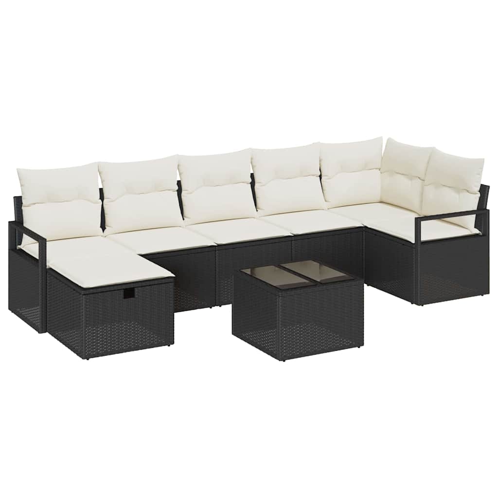 Set Divano da Giardino 8 pcs Nero e crema 287 x 122 x 85 cm - immagine 2