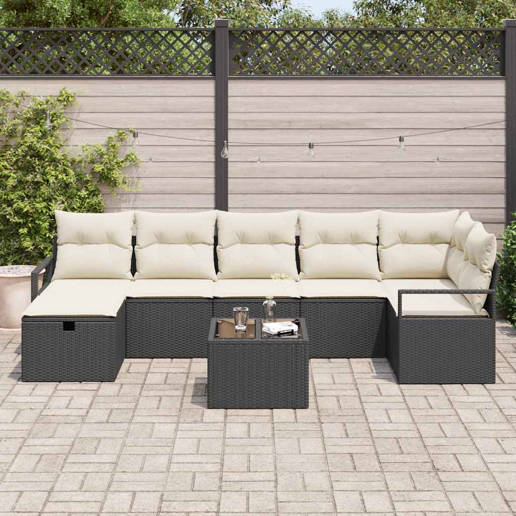 Set Divano da Giardino 8 pcs Nero e crema 287 x 122 x 85 cm - immagine 3