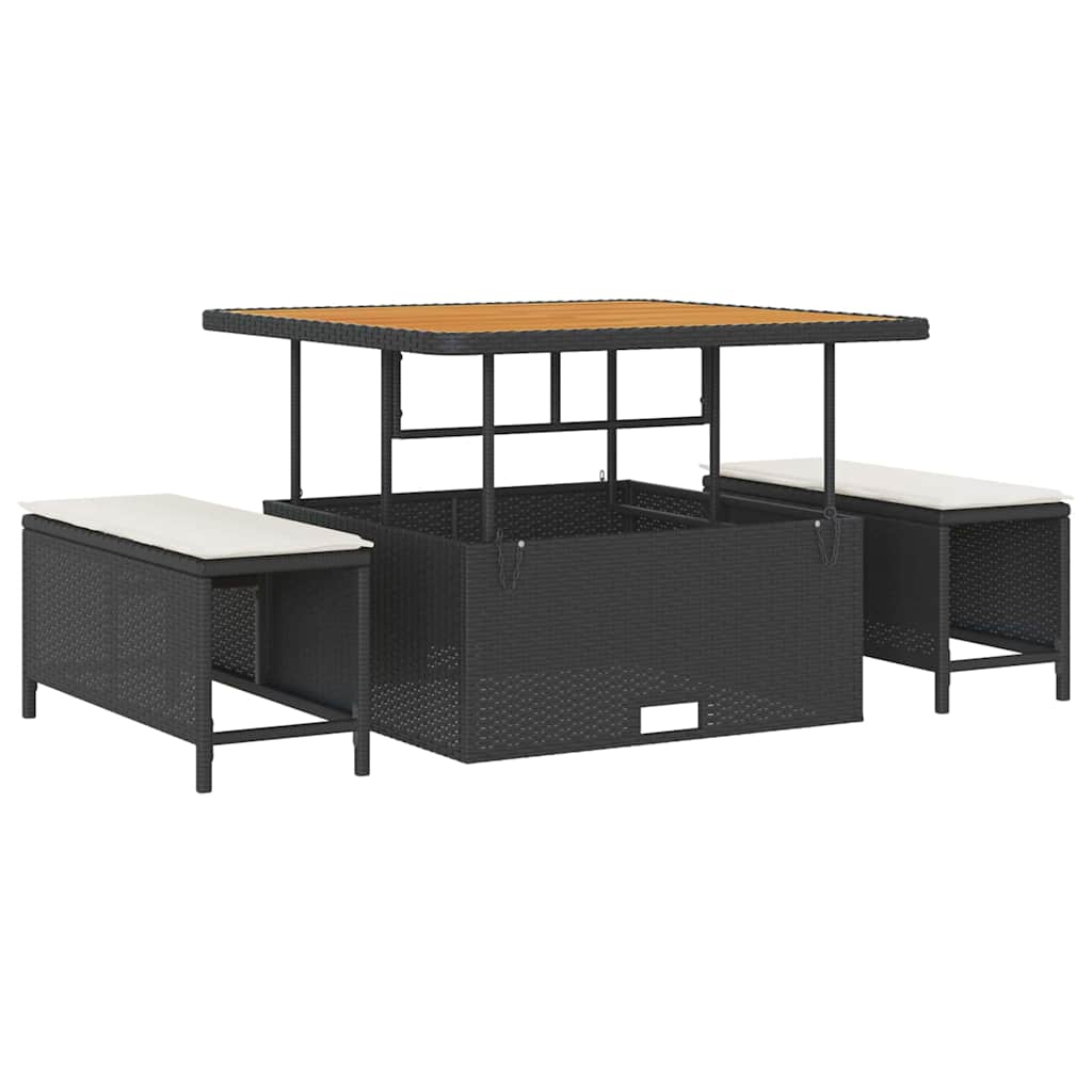 Set Divano da Giardino con cuscino 9 pcs Nero e Crema - immagine 7