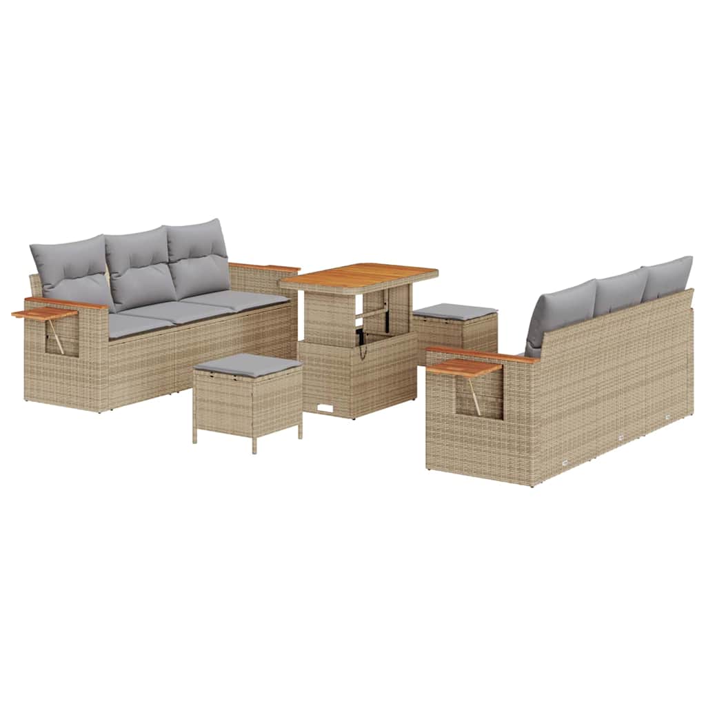 Set Divano da Giardino con cuscino Beige Poly Rattan - immagine 2