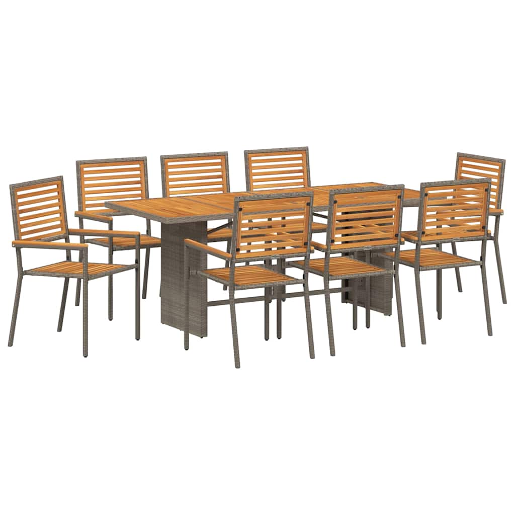 Set da Pranzo per Giardino 9 pcs Grigio polyrattan - immagine 2