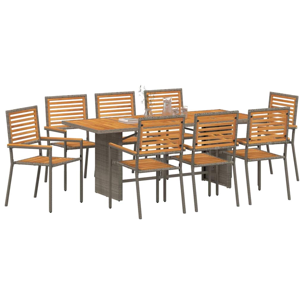 Set da Pranzo per Giardino 9 pcs Grigio polyrattan - immagine 3