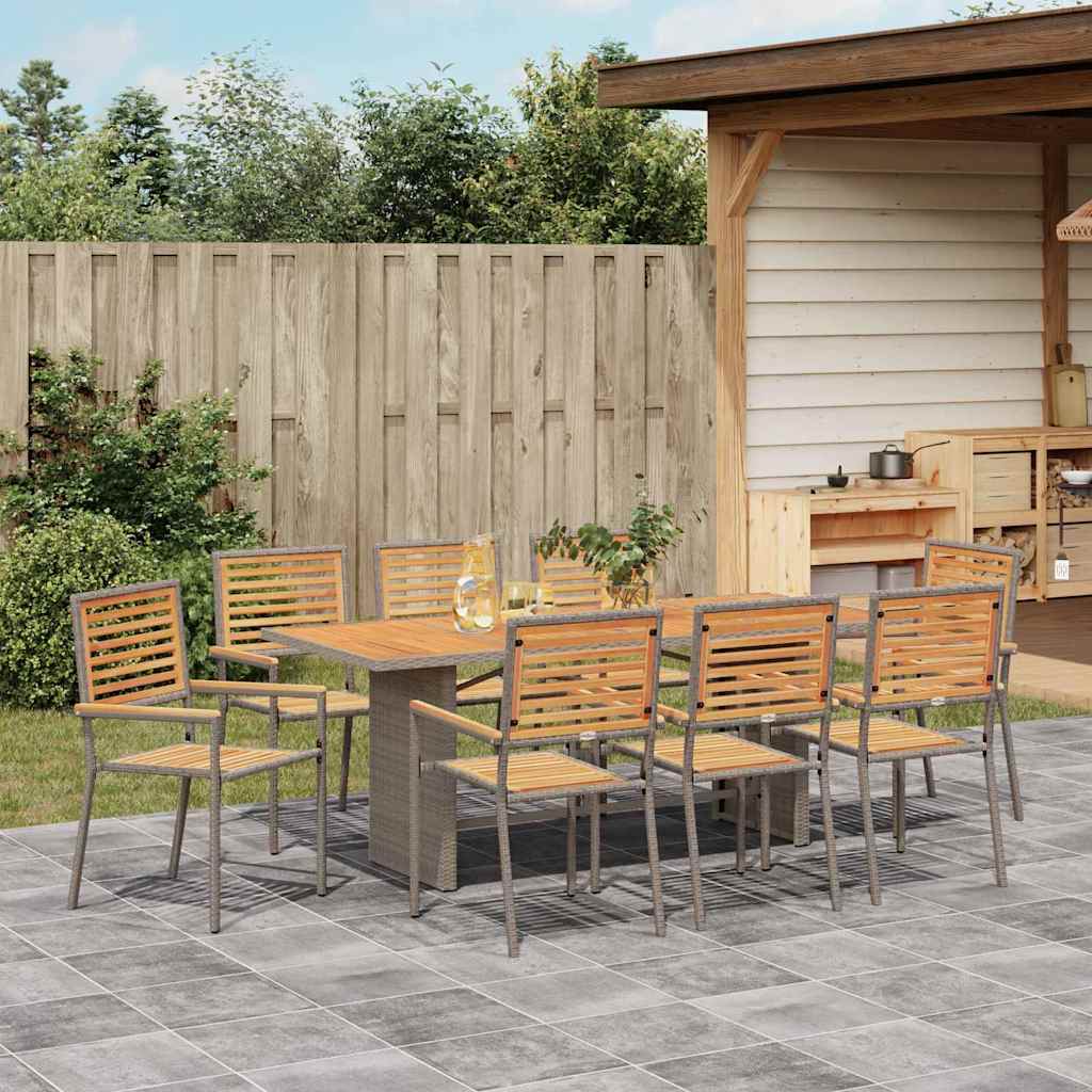 Set da Pranzo per Giardino 9 pcs Grigio polyrattan - immagine 4