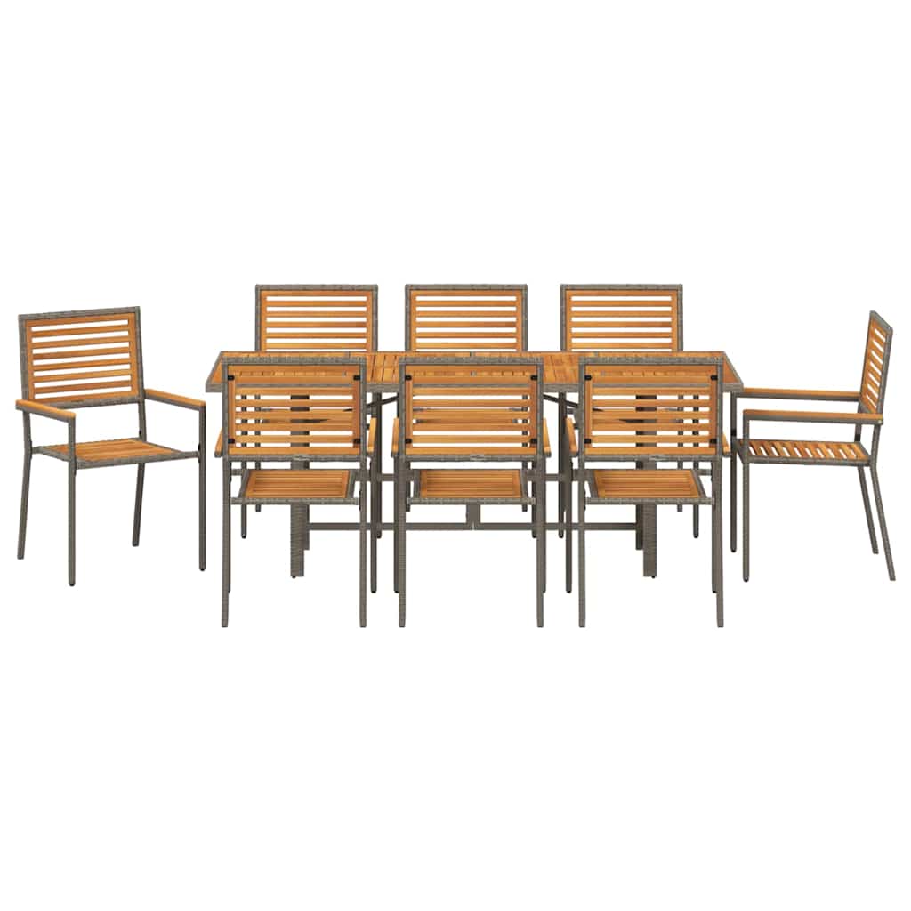 Set da Pranzo per Giardino 9 pcs Grigio polyrattan - immagine 7