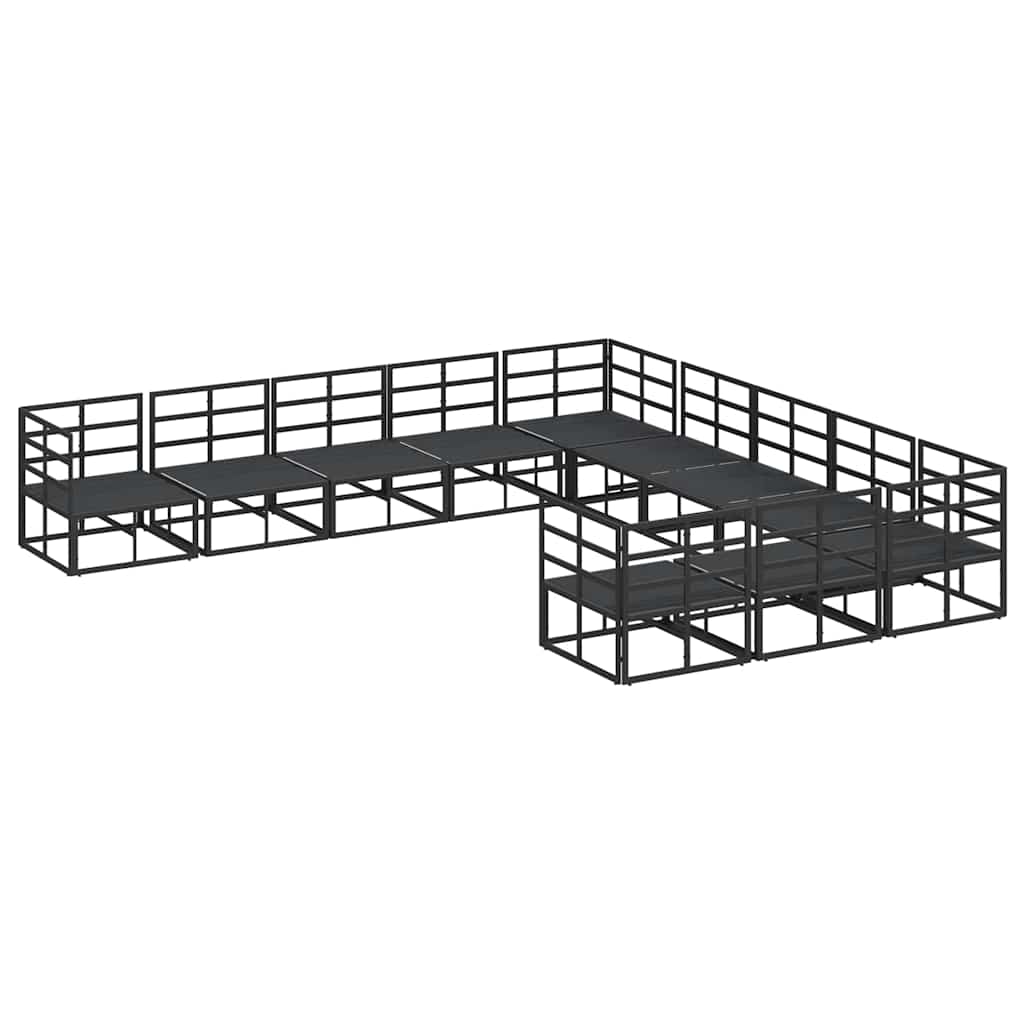 Set Divano da Giardino con cuscino 11 pcs Nero Alluminio - immagine 7