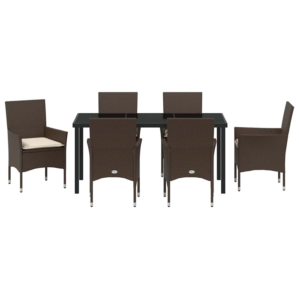 Set da Pranzo per Giardino 7 pcs Marrone Poly Rattan - immagine 7