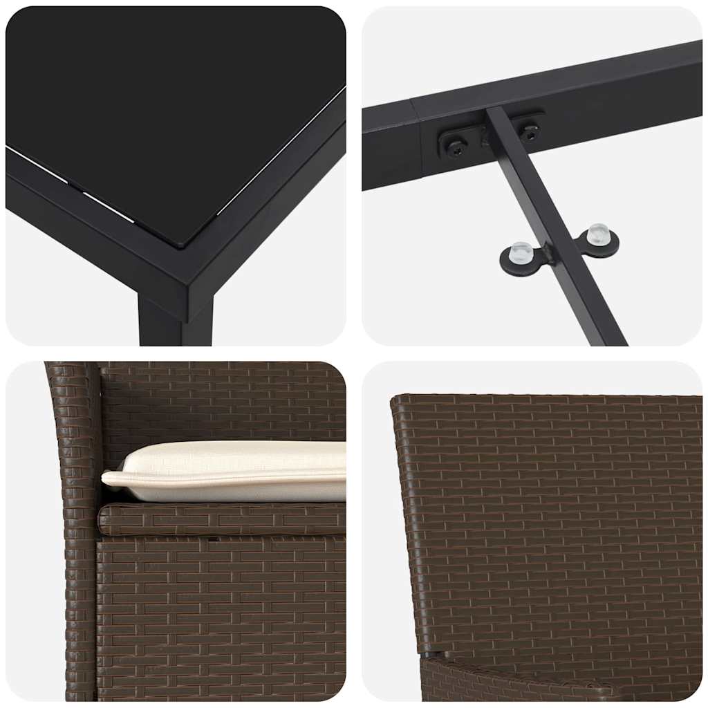 Set da Pranzo per Giardino 7 pcs Marrone Poly Rattan - immagine 9