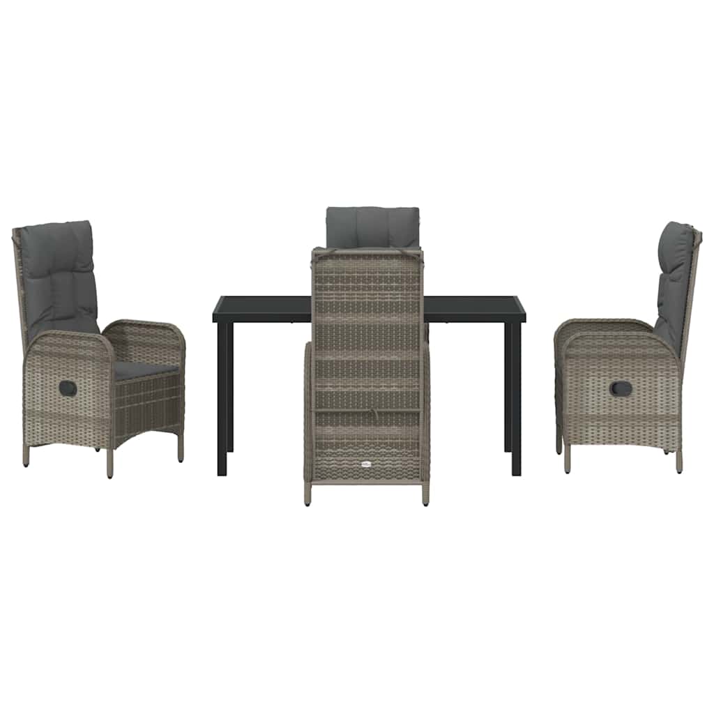 Set da Pranzo per Giardino con cuscino 3 pcs Grigio Poly Rattan - immagine 7