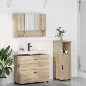 Set di mobili per il bagno con cassetto 3 pcs rovere sonoma