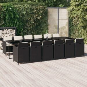 Set da Pranzo per Giardino 13 pz con Cuscini Polyrattan Grigio