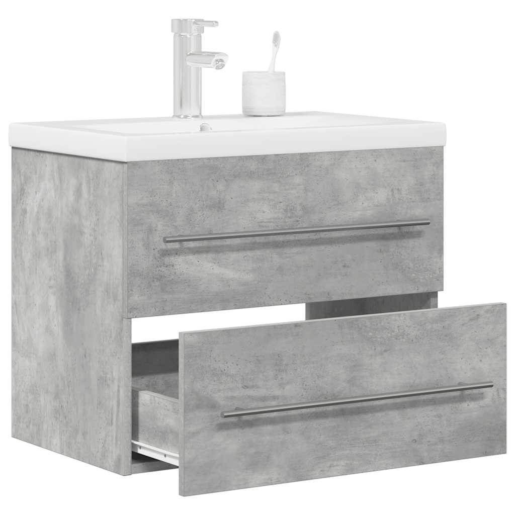Set Mobili da Bagno 2 pz Grigio Cemento in Legno Multistrato