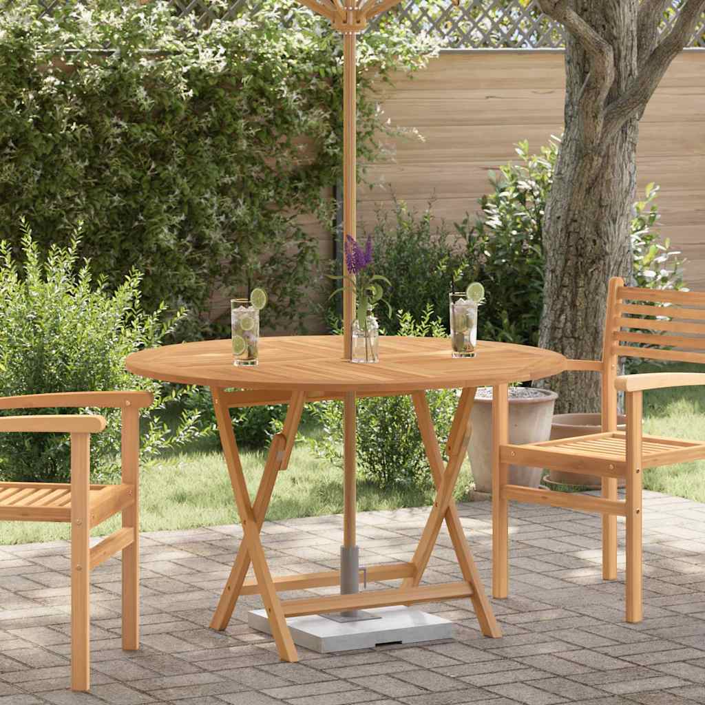 Tavolo da Giardino Pieghevole Grigio 110x110x75cm Massello Teak