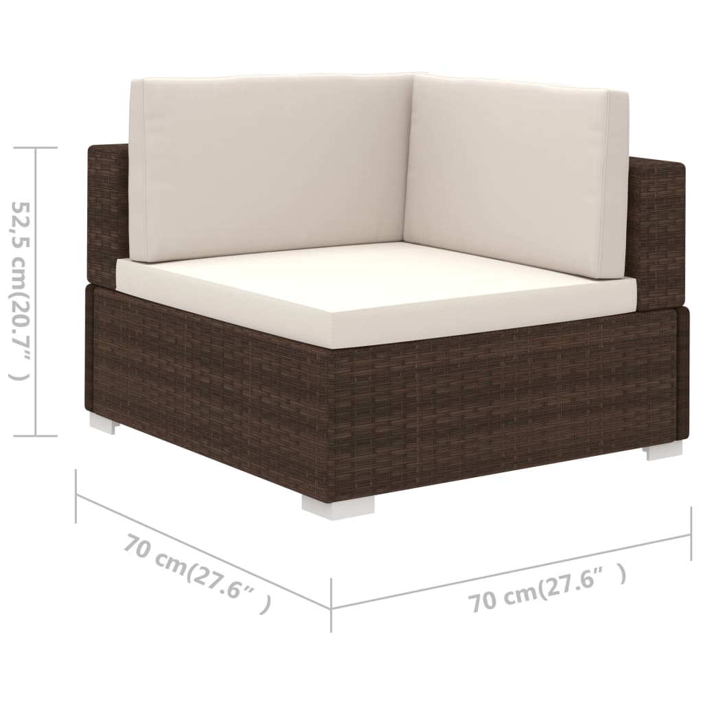 Set Divani da Giardino 6 pz con Cuscini in Polyrattan Marrone - immagine 7