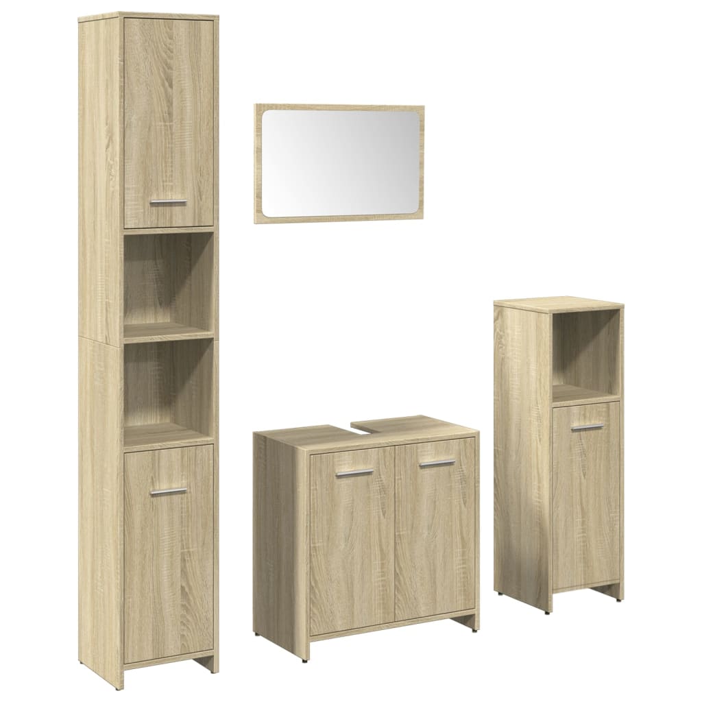 Set Mobili da Bagno 4 pz Rovere Sonoma in Legno Multistrato - immagine 2