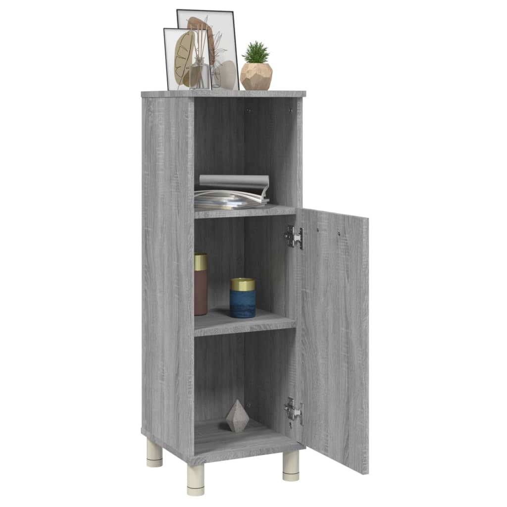 Armadietto Bagno Grigio Sonoma 30x30x95 cm in Legno Multistrato - immagine 4