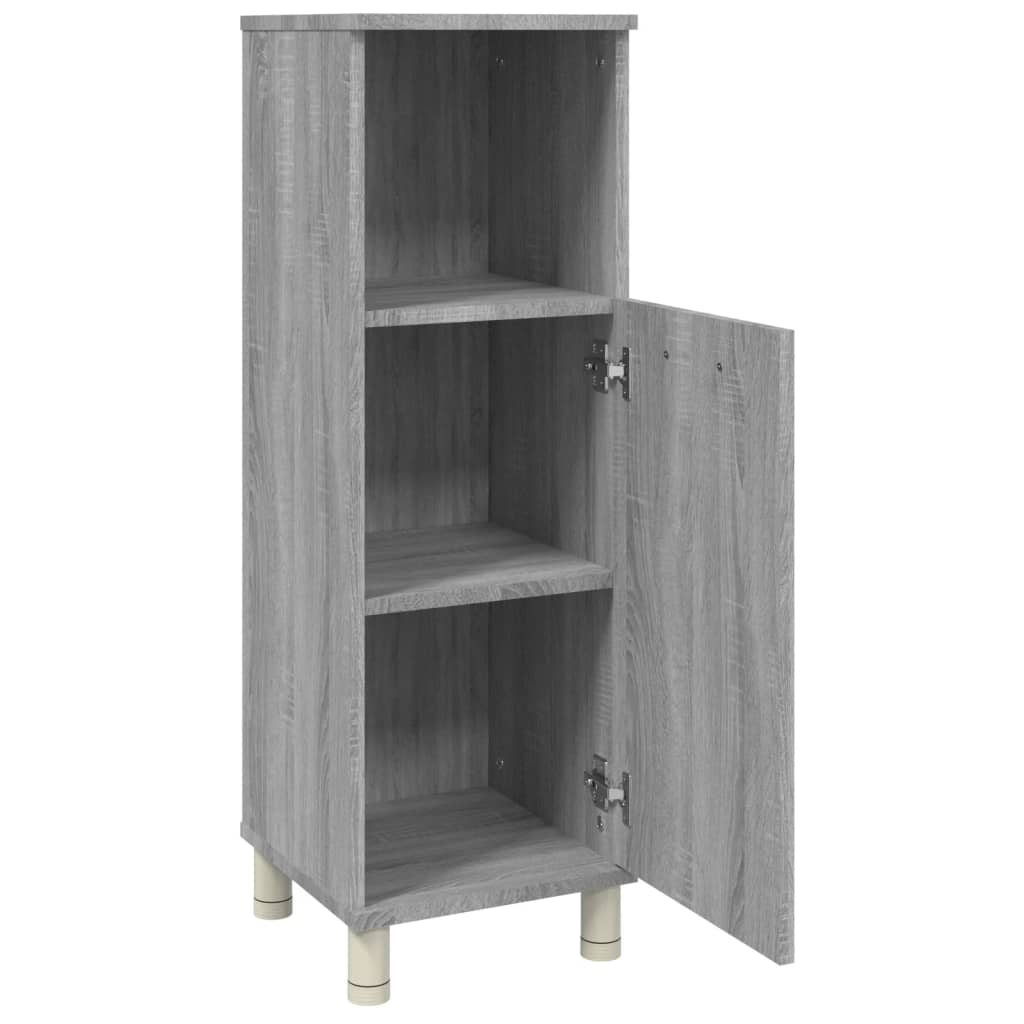 Armadietto Bagno Grigio Sonoma 30x30x95 cm in Legno Multistrato - immagine 5