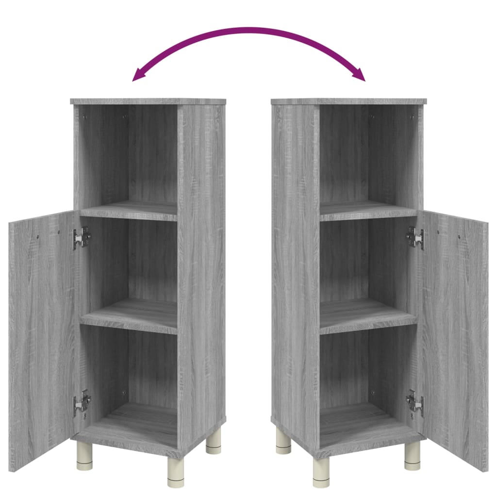 Armadietto Bagno Grigio Sonoma 30x30x95 cm in Legno Multistrato - immagine 8