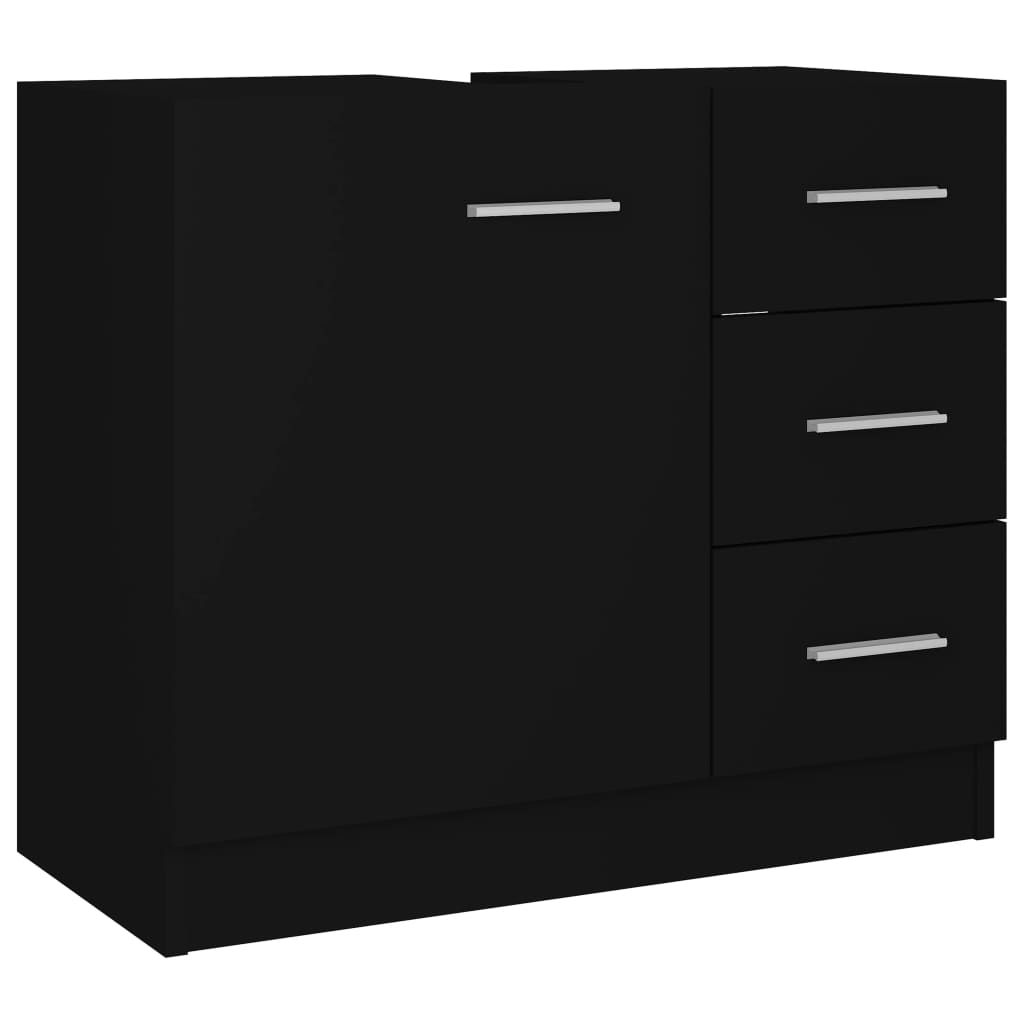 Mobile Sottolavabo Nero 63x30x54 cm in Legno Multistrato - immagine 2