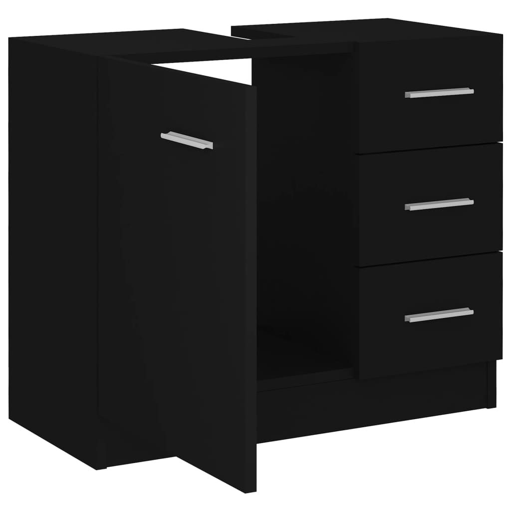 Mobile Sottolavabo Nero 63x30x54 cm in Legno Multistrato - immagine 6