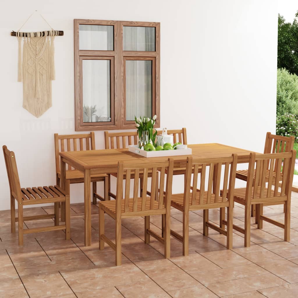 Set da pranzo da giardino 9 pz 200x100 cm in legno massello di teak