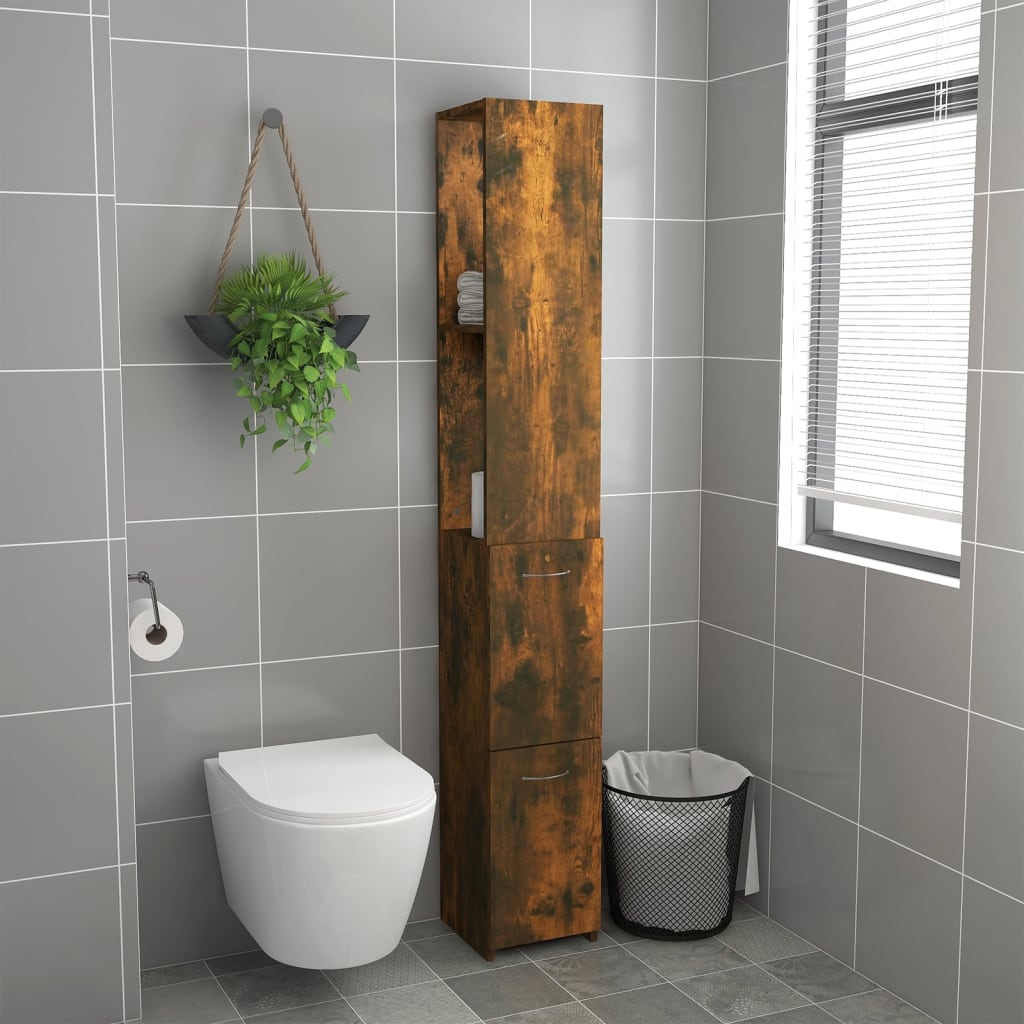 Armadietto Bagno Rovere Fumo 25x26,5x170cm in Legno Multistrato - immagine 3