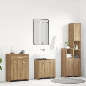Set Mobili da Bagno 4 pz Rovere Artigianale Legno Multistrato