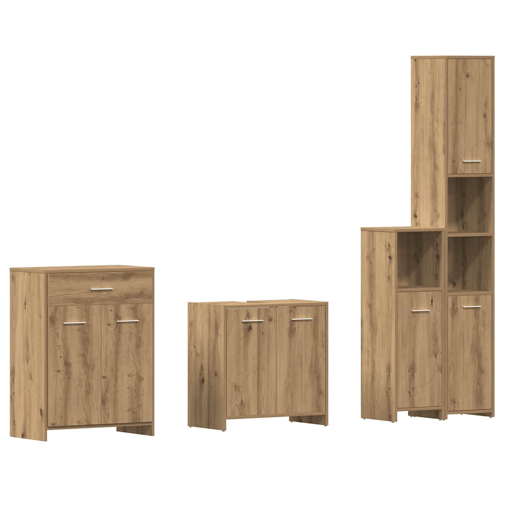 Set Mobili da Bagno 4 pz Rovere Artigianale Legno Multistrato - immagine 2