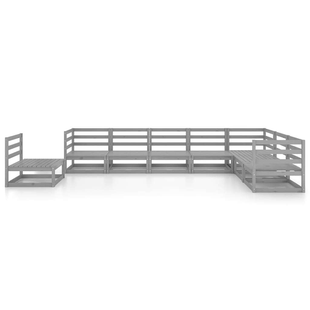 Set Divani da Giardino 8 pz Grigi in Legno Massello di Pino - immagine 3