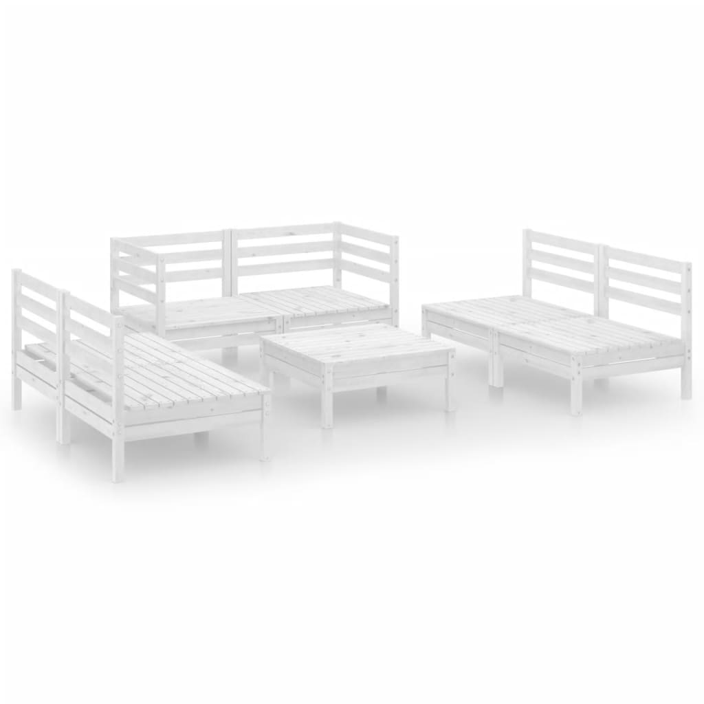 Set Divani da Giardino 7 pz Bianco in Legno Massello di Pino - immagine 2