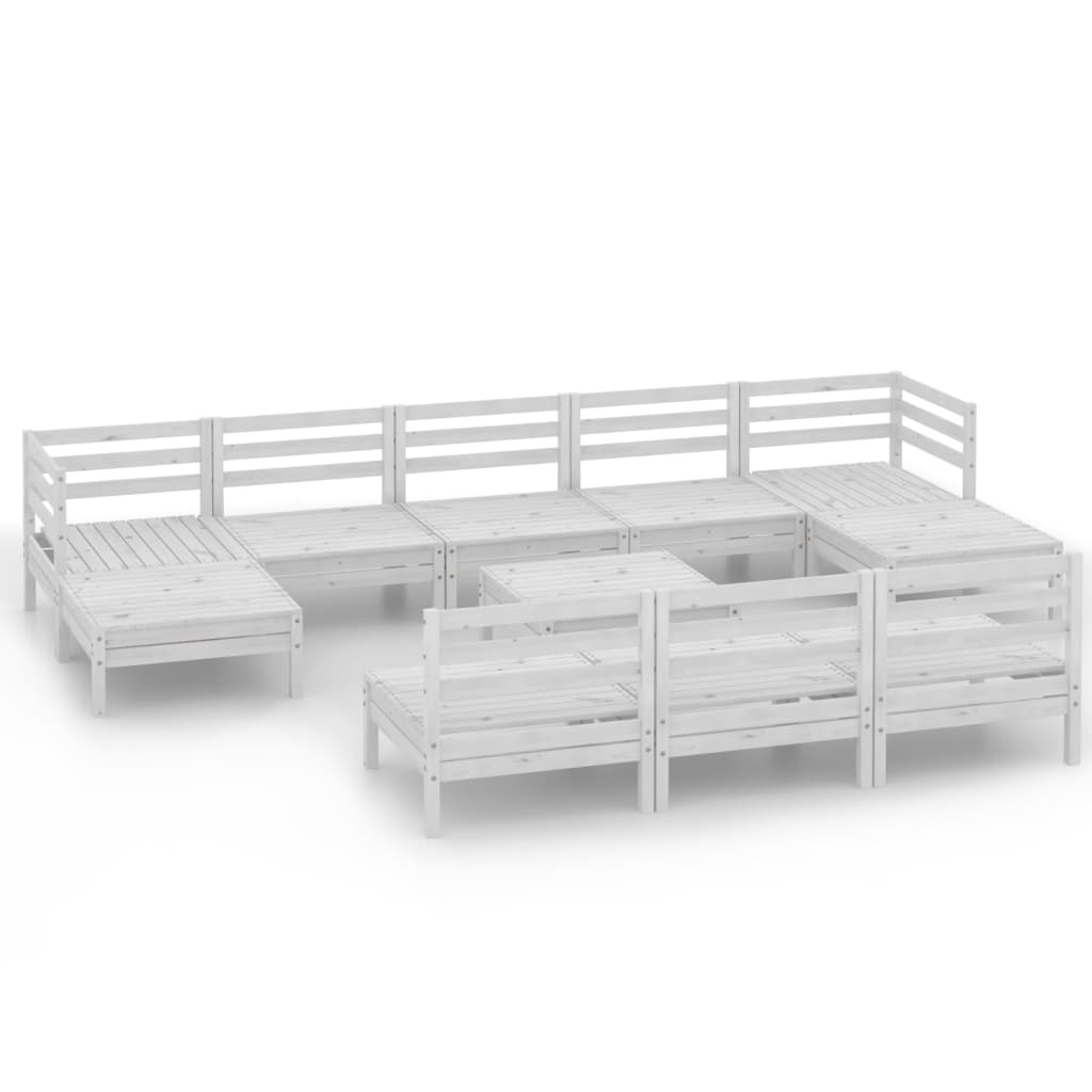 Set Salotto da Giardino 11 pz in Legno Massello di Pino Bianco - immagine 2