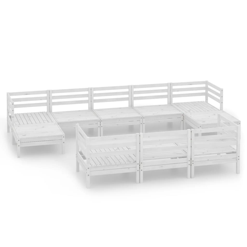 Set Salotto da Giardino 10 pz in Legno Massello di Pino Bianco - immagine 2