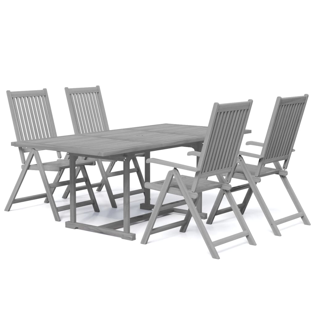 Set da Pranzo per Giardino 5 pz in Legno Massello di Acacia - immagine 2