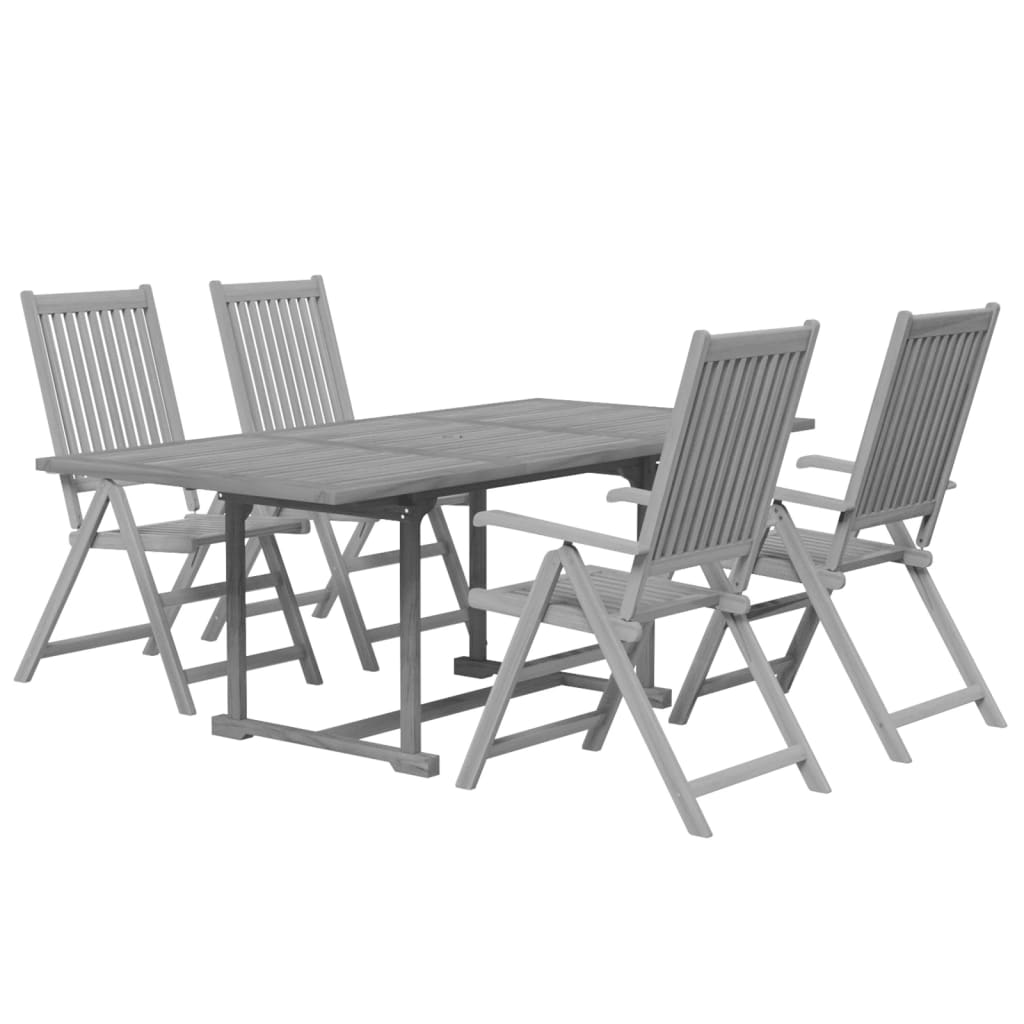 Set da Pranzo per Giardino 5 pz in Legno Massello di Acacia - immagine 3