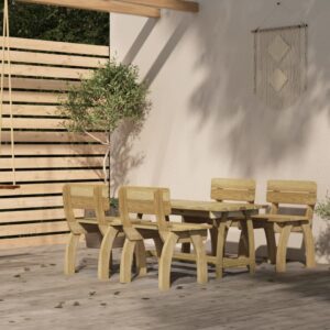 Set da Pranzo da Giardino 5 pz in Legno di Pino Impregnato