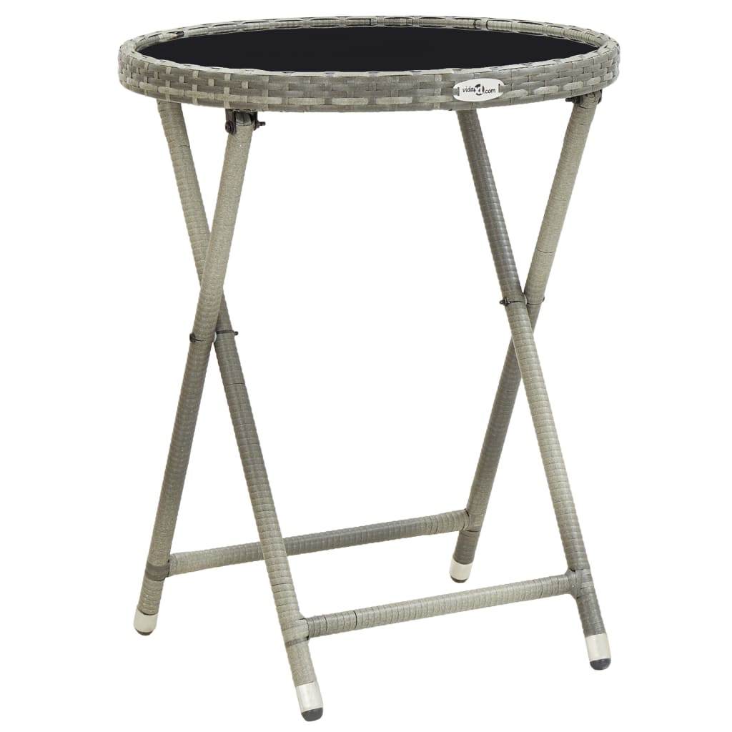 Set da Bistrot da Giardino 3 pz in Polyrattan e Vetro Grigio - immagine 3