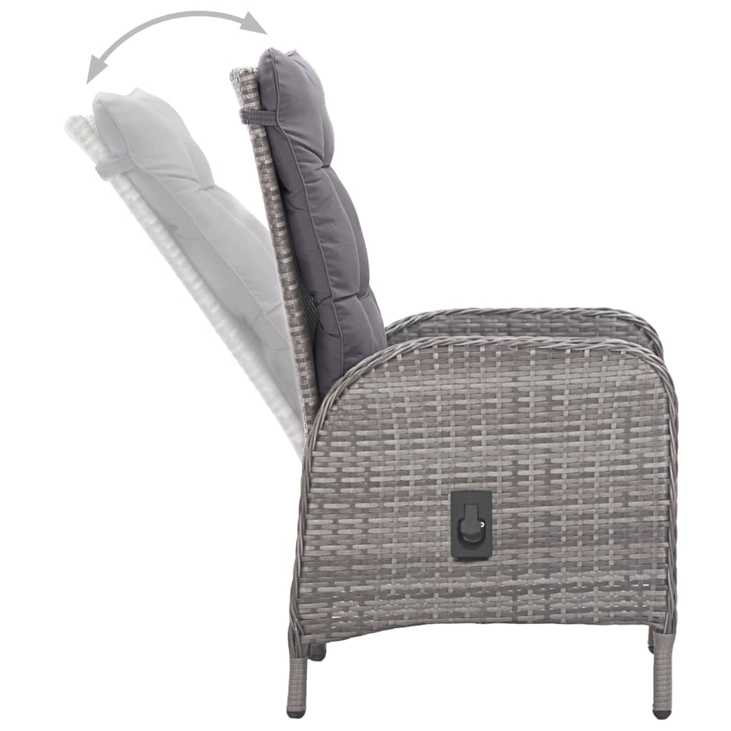 Set da Bistrot da Giardino 3 pz in Polyrattan e Vetro Grigio - immagine 8