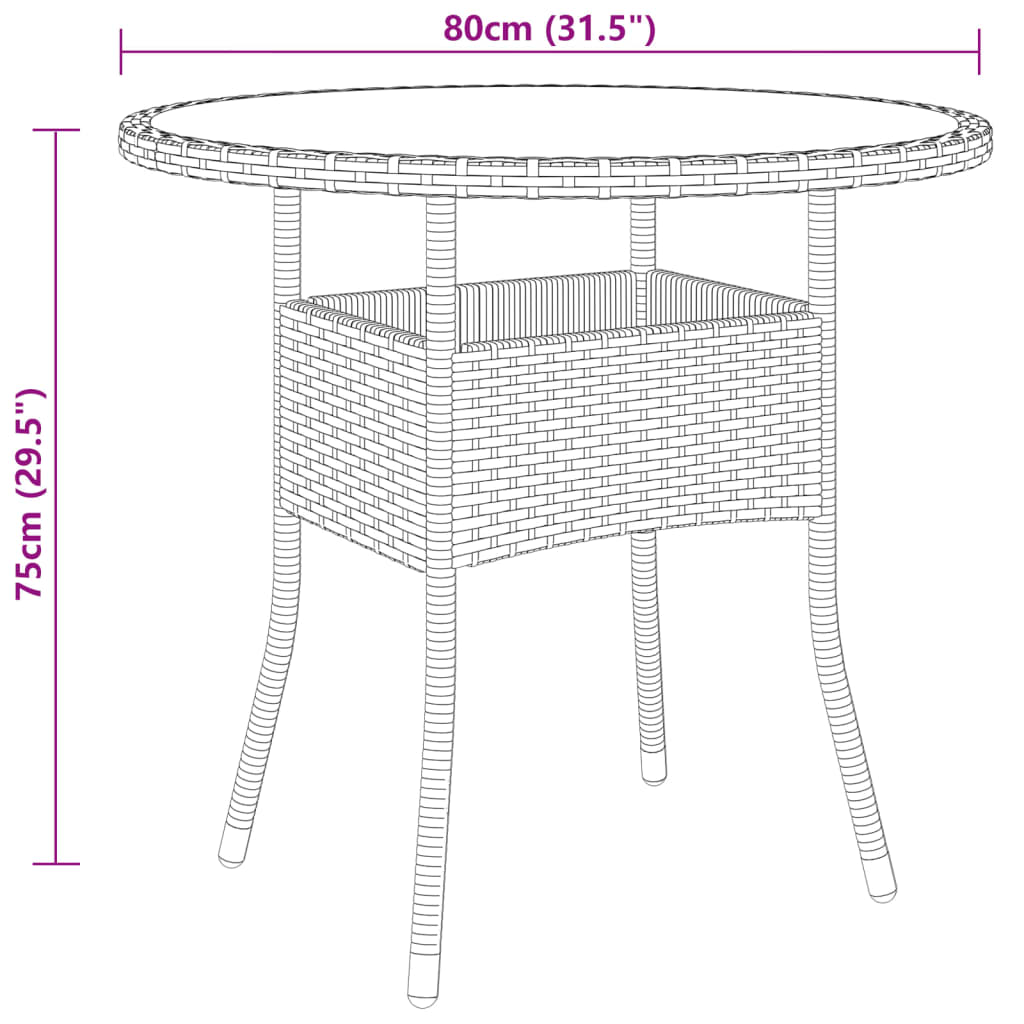 Set da Pranzo per Giardino 3 pz in Polyrattan Grigio - immagine 7