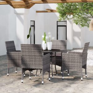 Set da Pranzo per Giardino 5 pz in Polyrattan Marrone