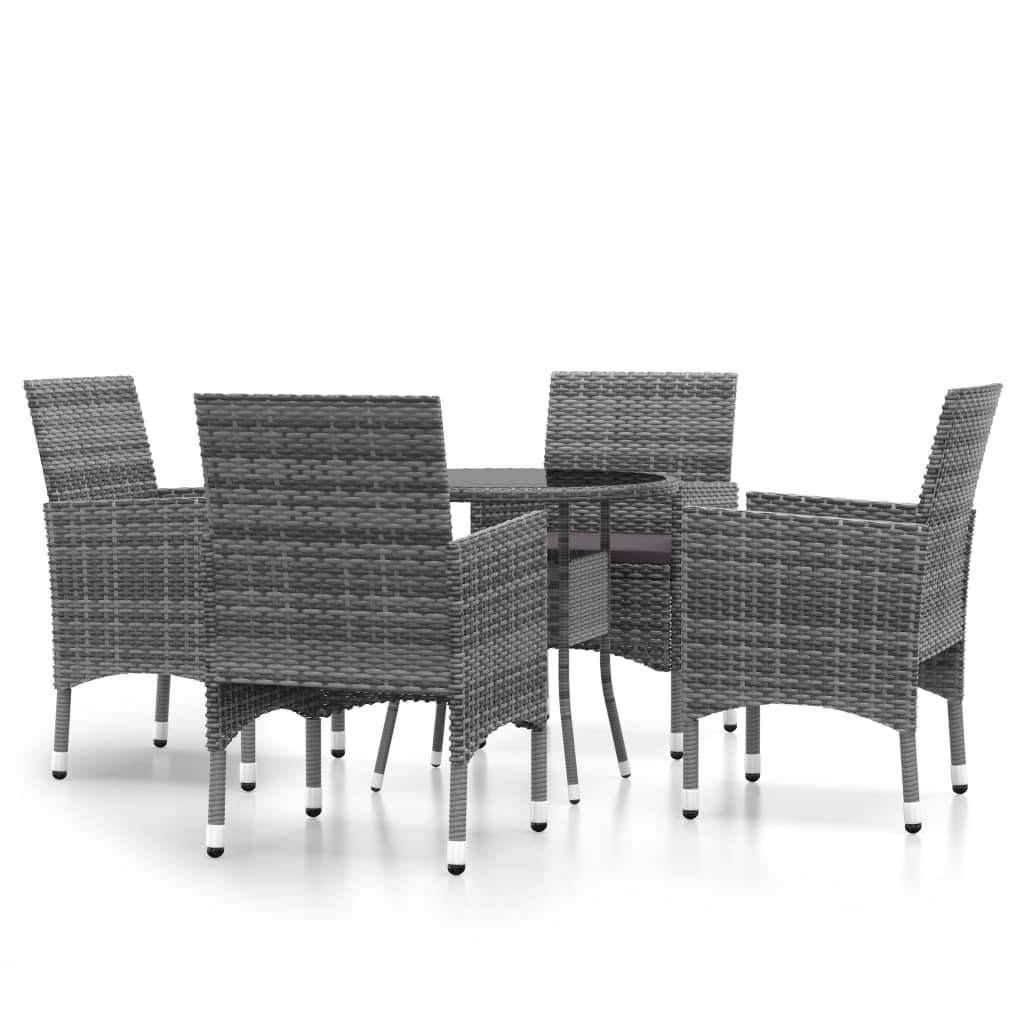 Set da Pranzo per Giardino 5 pz in Polyrattan Marrone - immagine 2