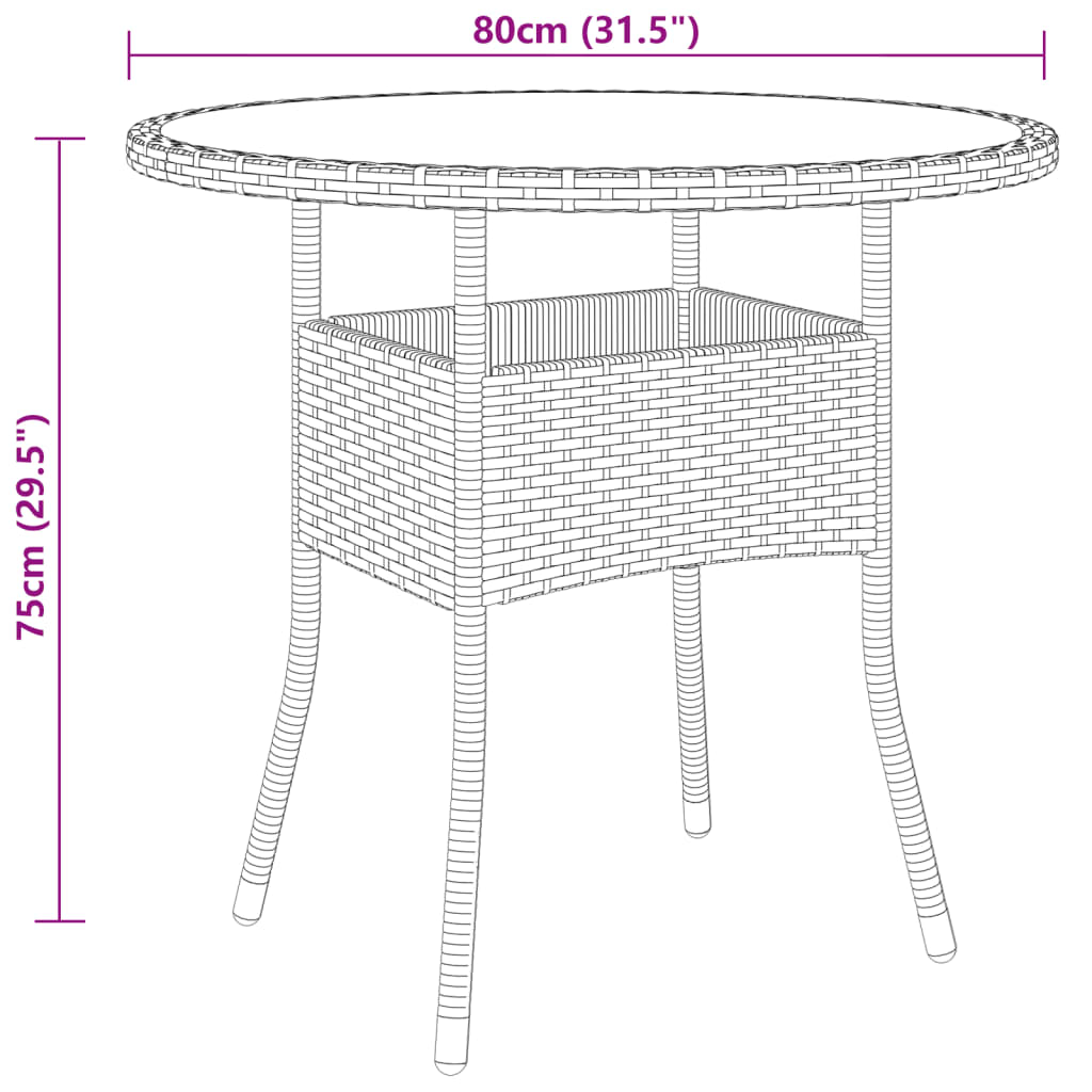 Set da Pranzo per Giardino 5 pz in Polyrattan Marrone - immagine 7
